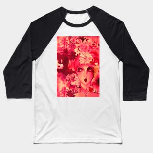 DEEP BLUSHED PINK ART DECO FLAPPER BUTTERFLIES BIRDS ROSES, ART COLLAGE POSTER Baseball T-Shirt